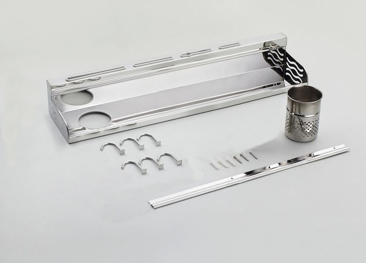 nice 50cm multi-function storage rack knife chopping block holder including a hanging rod and 4 hooks 7150
