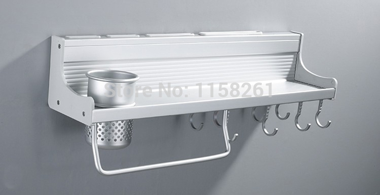 space aluminium kitchen shelf, kitchen rack, cooking utensil tools hook rack, kitchen holder & storage yh-2150