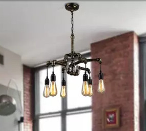 loft vintage edison lights personalized bar lighting industrial vintage water pipe chandelier e27 black/antique lamps