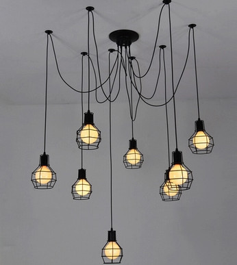 rh industrial edison chandelier 8-arm different iron cages vintage lightings e27 110v/220v home decoration fitting