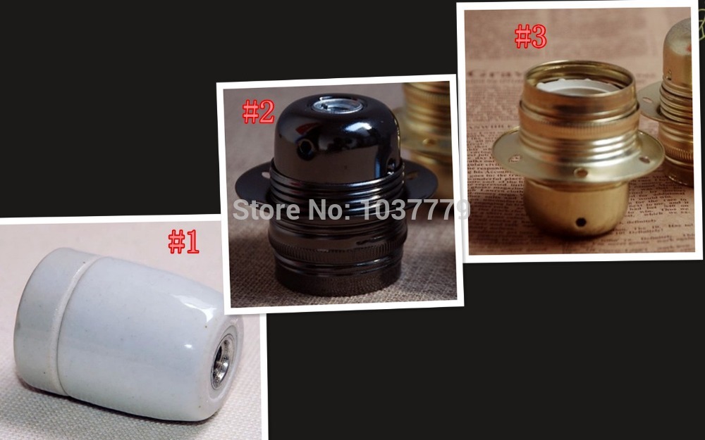 with switch gold/black/white color ceramic socket sample 25pcs/lot e27 lighting accessories eadison bulb holders