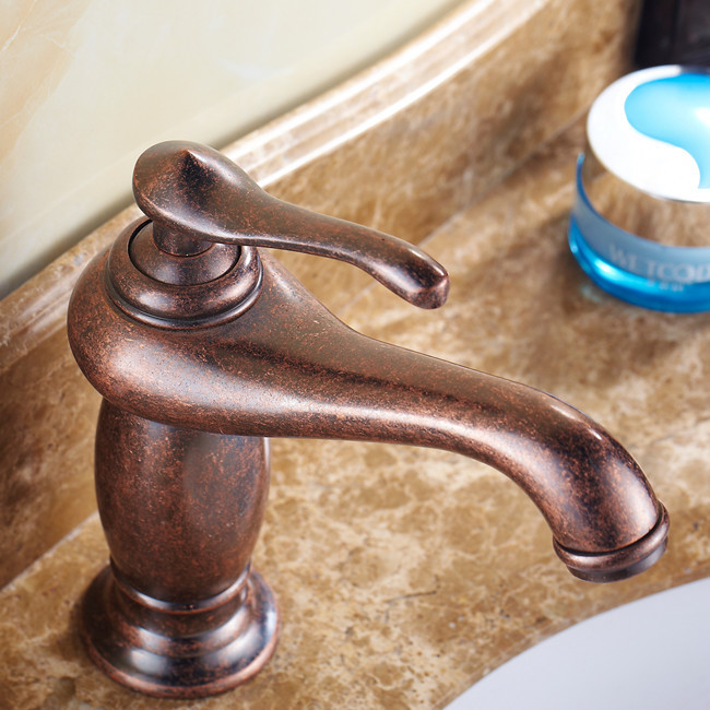 ! antique bronze single handle single hole deck mount bathroom vessel sink faucet red bronze taps h1605c