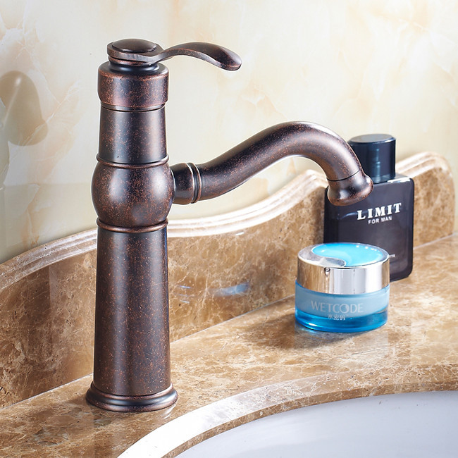 antique copper bathroom faucet lavatory vessel sink basin faucets red bronze mixer tap swivel spout h1082c