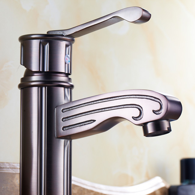 fashion single handle solid brass basin faucet oil rubbed bronze antique mixer faucets and cold r1603c