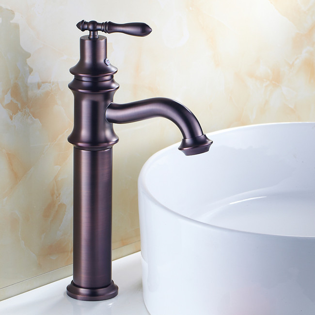oil rubbed bronze brass high single handle bathroom faucet lavatory vessel sink basin mixer tap r1028a