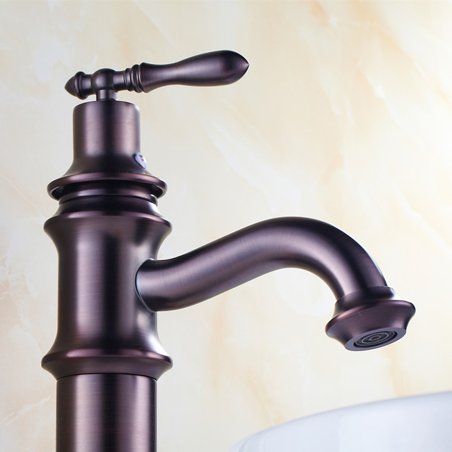 oil rubbed bronze brass high single handle bathroom faucet lavatory vessel sink basin mixer tap r1028a