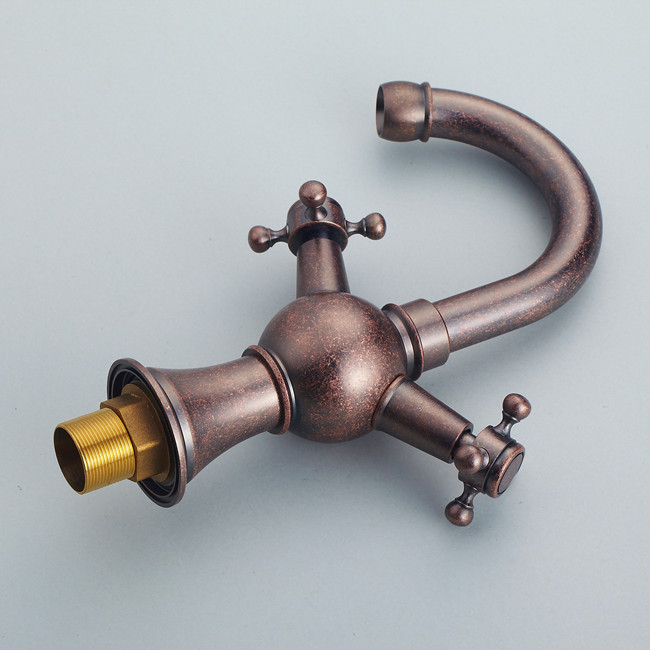 ! red bronze modern deck mounted bathroom basin faucet antique brass single handle sink mixer h1101c