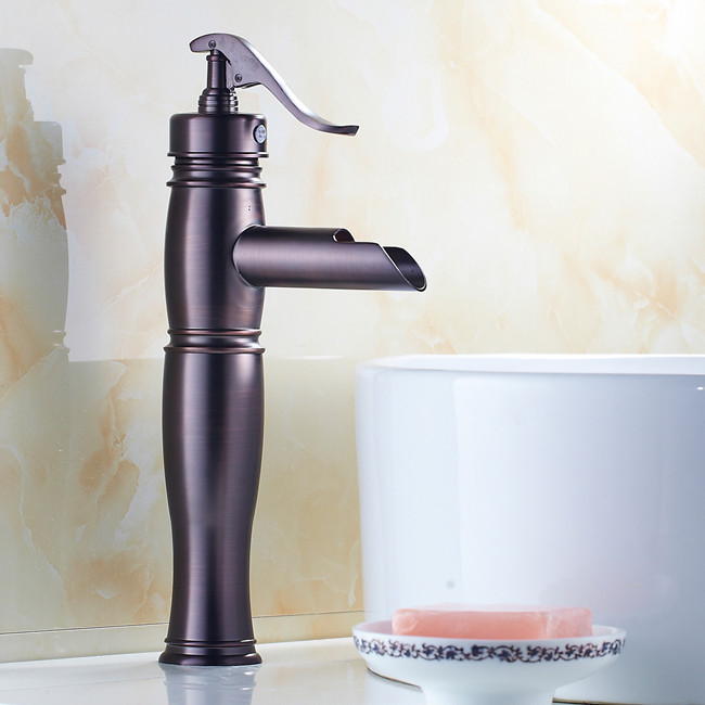 vintage style oil rubbed bronze bathroom mixer tap single handle waterfall basin faucet r666a