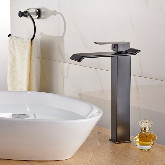 bathroom countertop waterfall brass bathroom basin faucet deck mount one handle cold water mixer taps