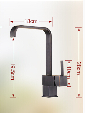 classic deck mount rotation brass kitchen sink faucet single handle square shape kitchen mixer taps