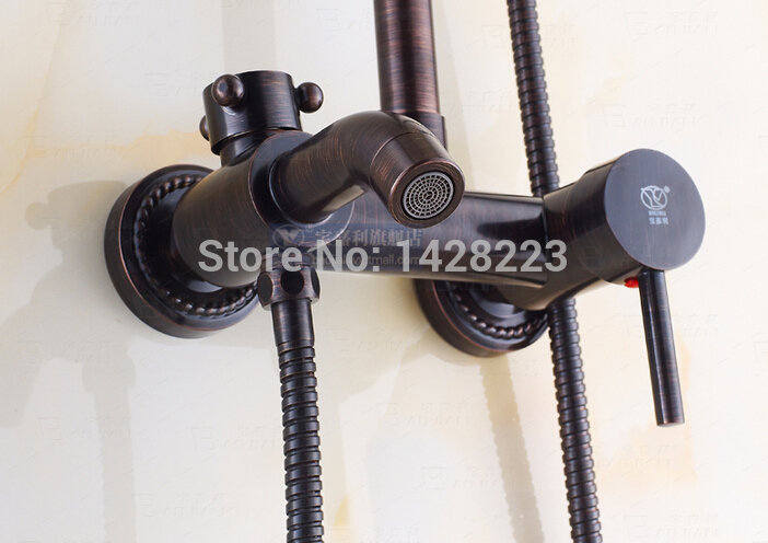 euro style oil rubbed bronze 8" rainfall shower set faucet single handle shower mixer taps with handheld shower