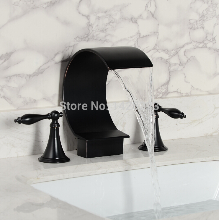 new arrive deck mounted waterfall bathroom tub mixer faucet dual handles bathroom basin sink faucet