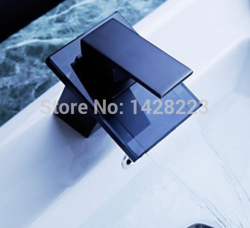 oil rubbed bronze square waterfall black glass spout bathroom sink faucet deck mounted single hole basin mixer taps