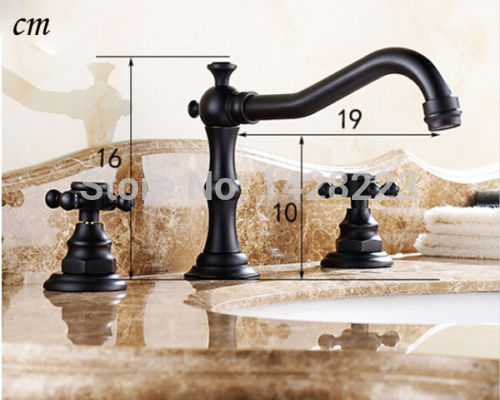 widespread 3 holes bathroom basin sink mixer tap deck mounted two handles basin faucet oil rubbed bronze