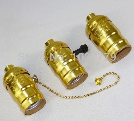 100pcs/lot gold color e27 pendant lamp accessories vintage style aluminum lamp holder