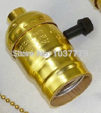 25pcs -selling aluminum e27 lamp holders with knob switch in gold color
