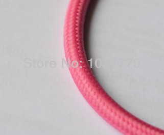 30meters/lot pink color vintage twist textile cable double-pole cord with fabric cover