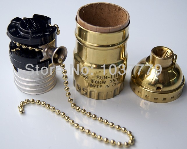 35pcs/lot gold color e27 pendant lamp accessories vintage style aluminum lamp holder