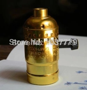 35pcs -selling aluminum e27 lamp holders with knob switch in gold color