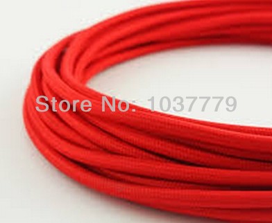 red color vintage pendant lamp fabric cables