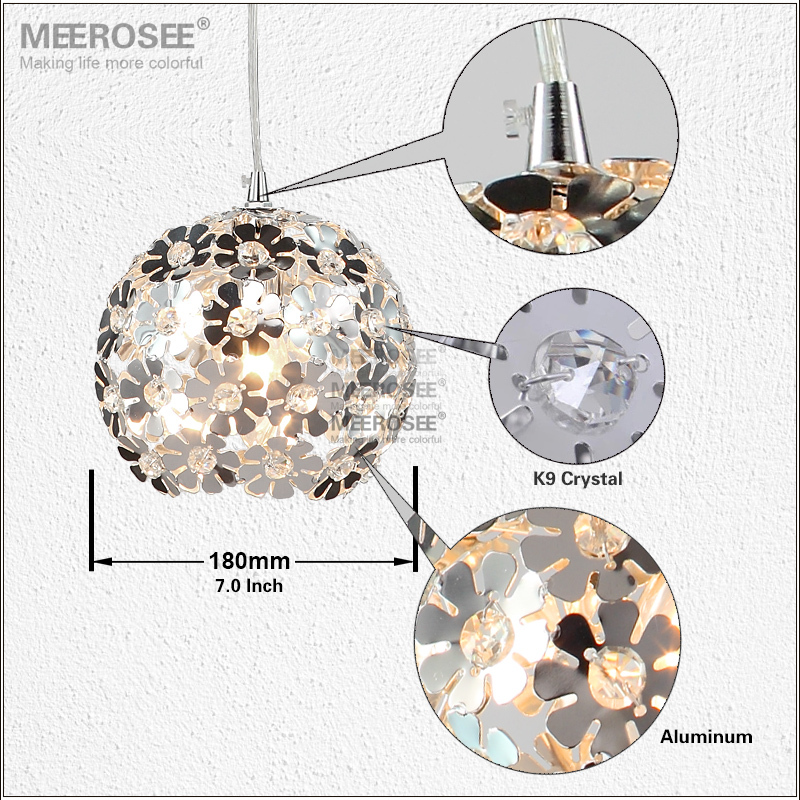 beautiful silver flower crystal pendant lights fixtures aluminum hanging pendant lamp crystal light for dining bedroom md88035