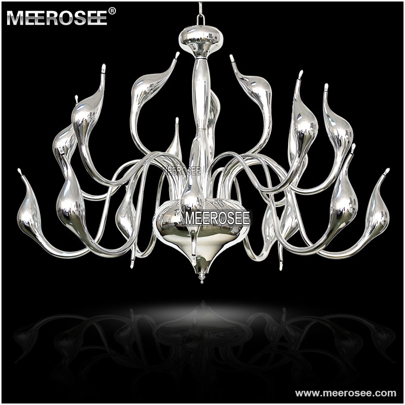 modern large swan chandelier light fixture 18 lights black silver color swan suspension light for pendant style
