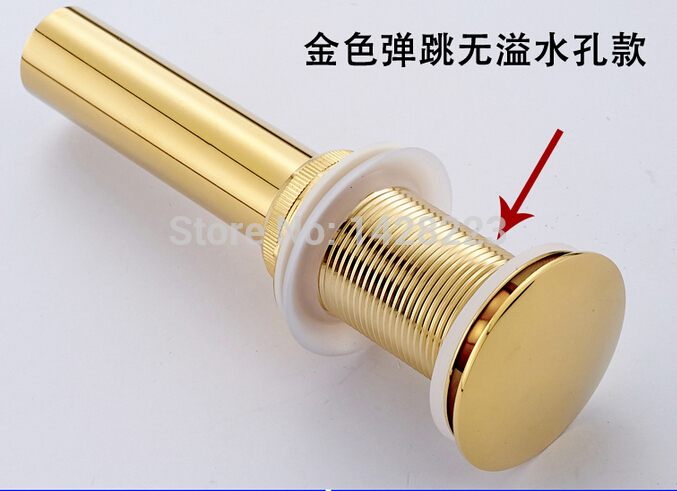 modern golden and chrome brass basin pop up drainer without overflow