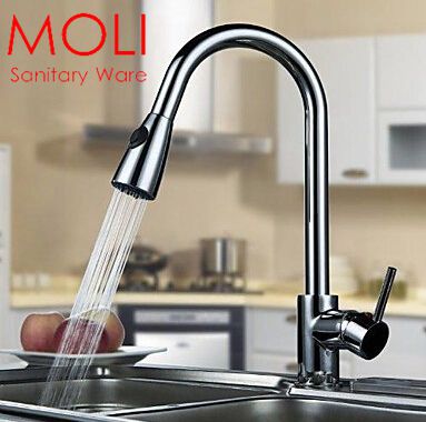 pull out kitchen tap spray mixer and cold brass chrome kitchen faucet tap