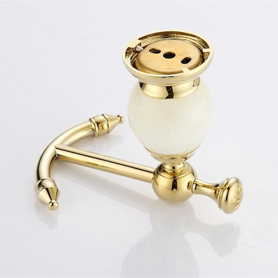bathroom accessories wall mounted brass jade golden single robe hook, clothes hooks, decorative coat hooks hy-25a