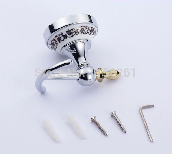 fashion blue&white porcelain new design robe hook,clothes hook,solid brass construction with chrome finish st-3693