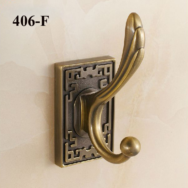 new design robe hook,clothes hook,solid brass construction with golden/silver/antique bronze finish bath accessory 406