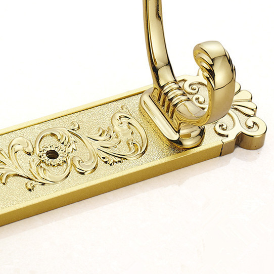 robe hook,clothes hook,zinc-alloy construction with golden finish,bathroom hardware,row robe hook bathroom accessories pg-03g