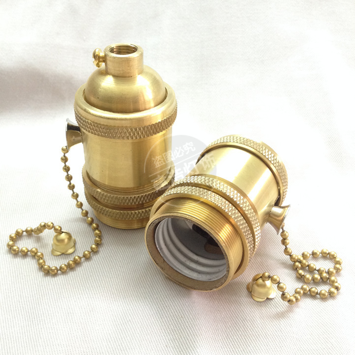 brass copper lamp holder electric light socket; lamp ; cap; adapter toothed ring e27/e26 zipper chain switch lamp