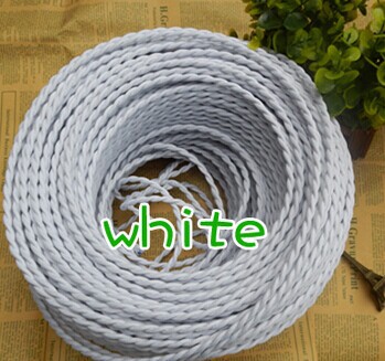 sample order 6 meters white color twisted fabric pendant lamp cable
