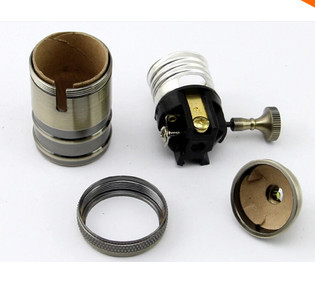 (2pcs/lot) e26/e27 pure copper lamp holder / brass color vintage pendant lamp base knob/edison bulb socket
