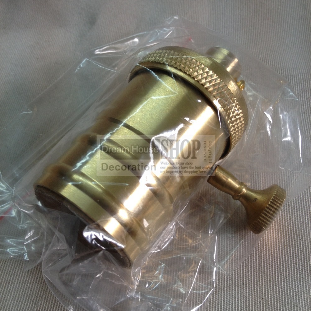 factory whole loft vintage retro edison socket holder e27/ul/110v/220v knob switch brass lamp base