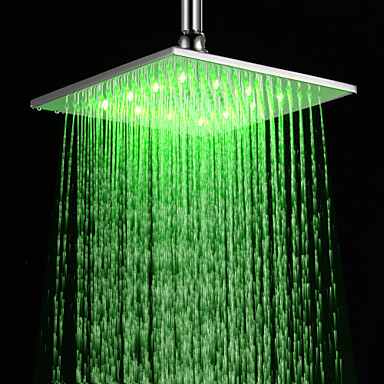 10 inch brass water saving rainfall led shower head with color changing led light ,chuveiro ducha quadrado
