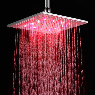 10 inch brass water saving rainfall led shower head with color changing led light ,chuveiro ducha quadrado