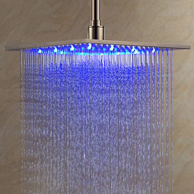 12 inch brass water saving square rainfall led shower head with color changing,chuveiro ducha quadrado