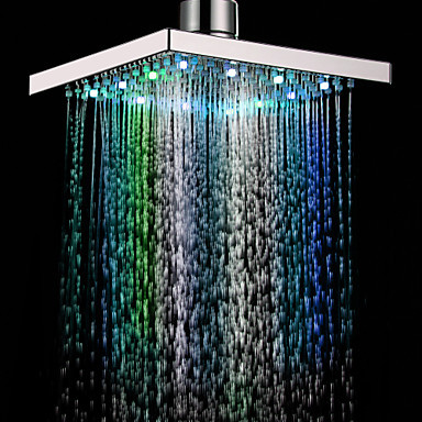 8 inch 7 colors changing water saving rainfall led shower head ,chuveiro ducha quadrado