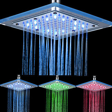 8 inch glass water saving rainfall led shower head with color changing ,chuveiro ducha quadrado