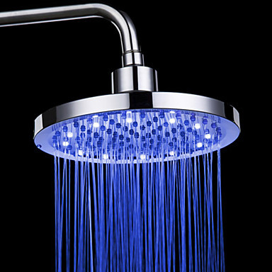 contemporary temperature-controlled 3 colors water saving rainfall led shower head 8 inch ,grohe chuveiro ducha quadrado