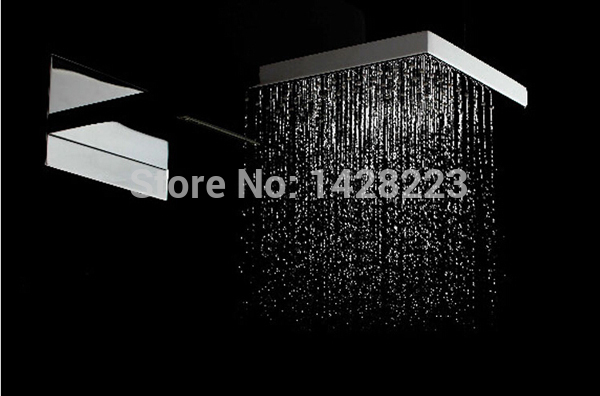 luxury dual functions waterfall shower head polished chrome brass big rainfall shower head chrome finished