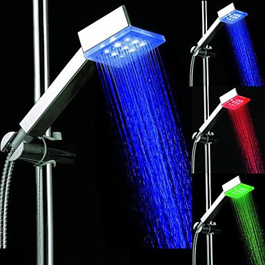 water saving rainfall led shower head contemporary 3 colors square temperature controlled ,grohe chuveiro ducha quadrado
