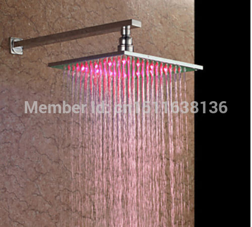 whole and retail chrome led brass10" rainfall shower head bathroom wall mounted with shower arm