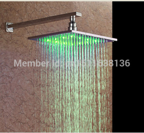 whole and retail chrome led brass10" rainfall shower head bathroom wall mounted with shower arm