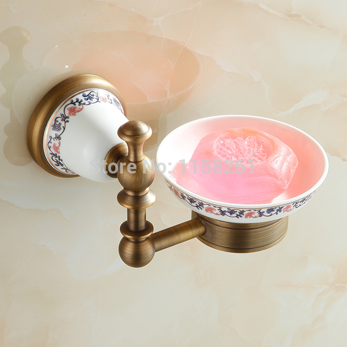 bathroom accessories euro style antique brass single soap dish soap holder ceramic holder wall mount newly 3321f