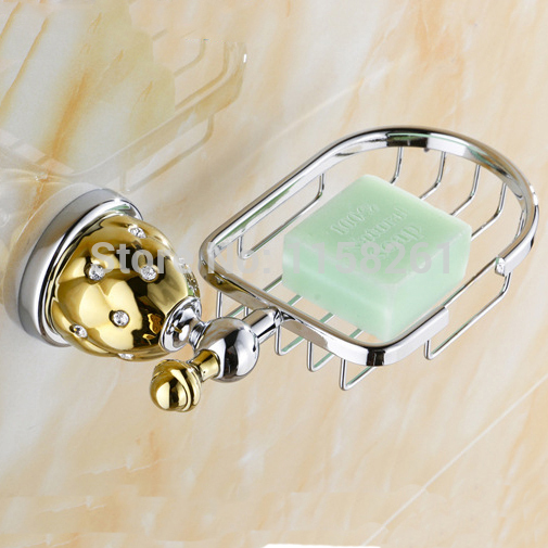 new chrome+gold finish brass soap basket /soap dish/soap holder /bathroom accessories,bathroom furniture toilet vanity 5406