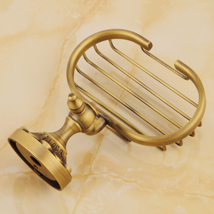 whole and retail brass high-end wall mounted antique brass home bathroom soap basket dish holder 6009f