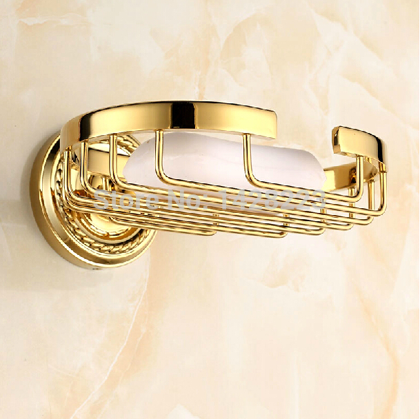 postage brass golden soap dish wall mounted kitchen bathroom soap basket